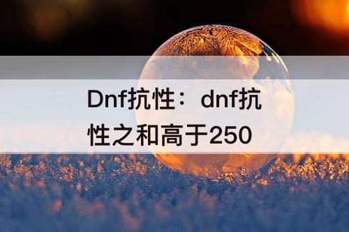 Dnf抗性：dnf抗性之和高于250