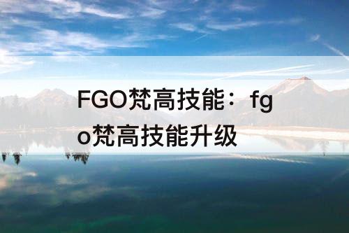 FGO梵高技能：fgo梵高技能升级