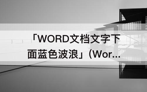 「WORD文档文字下面蓝色波浪」(Word文档文字下面蓝色波浪线)
