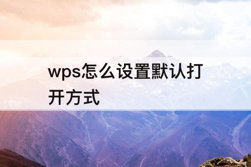 wps怎么设置默认打开方式
