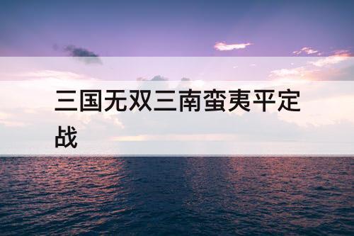 三国无双三南蛮夷平定战