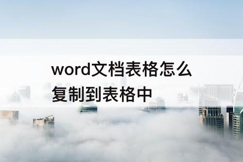 word文档表格怎么复制到表格中