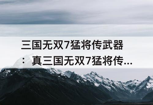三国无双7猛将传武器：真三国无双7猛将传武器技能怎么升级