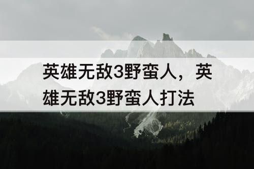 英雄无敌3野蛮人，英雄无敌3野蛮人打法