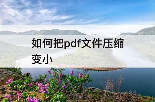 如何把pdf文件压缩变小