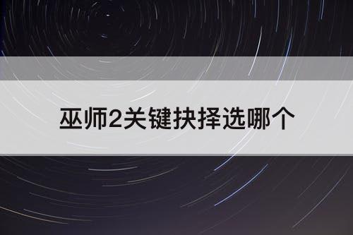 巫师2关键抉择选哪个