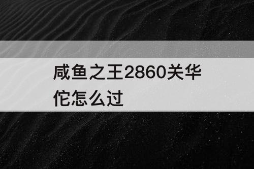 咸鱼之王2860关华佗怎么过