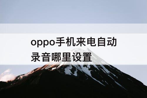 oppo手机来电自动录音哪里设置