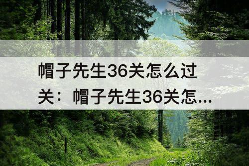 帽子先生36关怎么过关：帽子先生36关怎么过关我们改变不了过去
