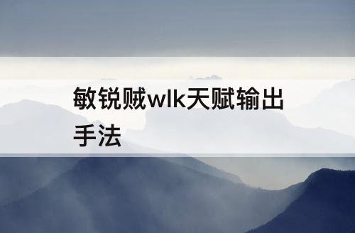 敏锐贼wlk天赋输出手法