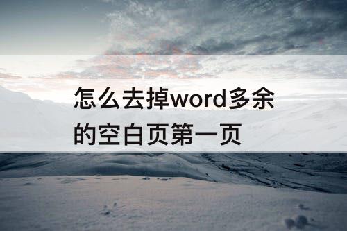 怎么去掉word多余的空白页第一页