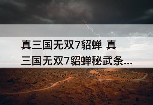 真三国无双7貂蝉 真三国无双7貂蝉秘武条件