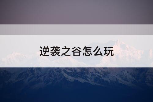 逆袭之谷怎么玩