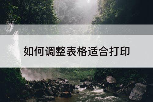 如何调整表格适合打印