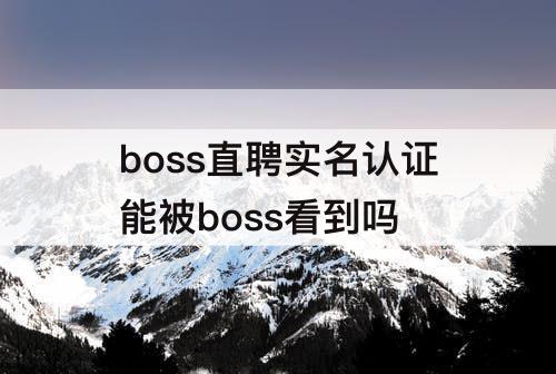 boss直聘实名认证能被boss看到吗