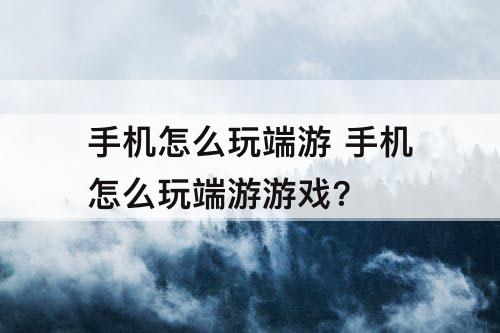手机怎么玩端游 手机怎么玩端游游戏?