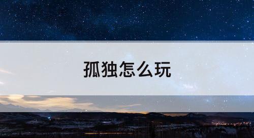 孤独怎么玩