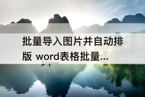 批量导入图片并自动排版 word表格批量导入图片并自动排版