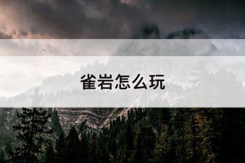 雀岩怎么玩