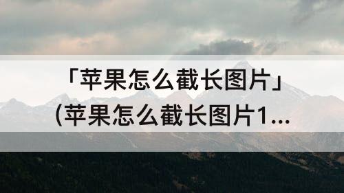 「苹果怎么截长图片」(苹果怎么截长图片11)