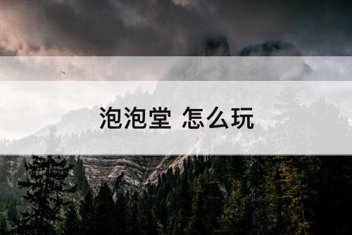 泡泡堂 怎么玩
