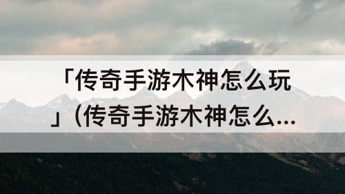 「传奇手游木神怎么玩」(传奇手游木神怎么玩的视频)