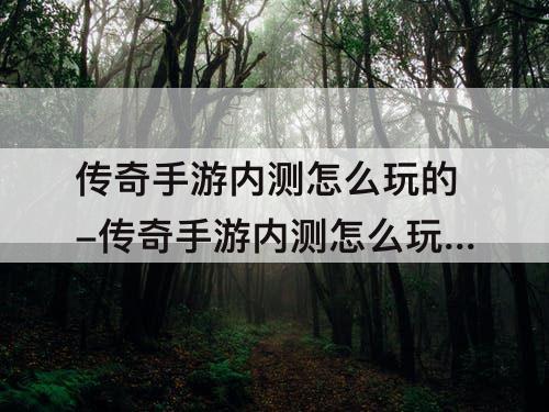 传奇手游内测怎么玩的-传奇手游内测怎么玩的快