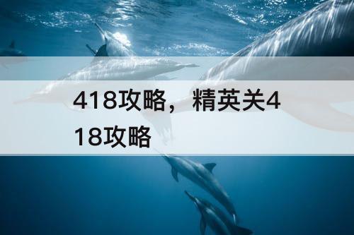 418攻略，精英关418攻略