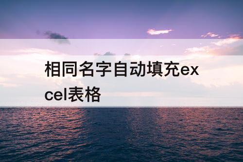 相同名字自动填充excel表格