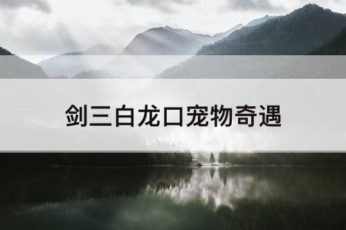 剑三白龙口宠物奇遇