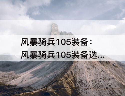 风暴骑兵105装备：风暴骑兵105装备选什么