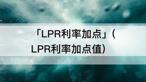「LPR利率加点」(LPR利率加点值)