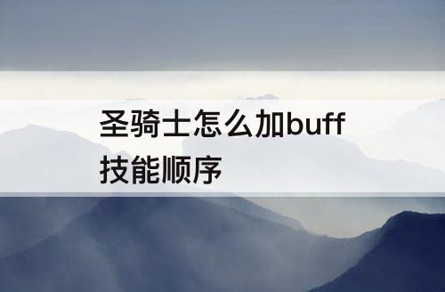 圣骑士怎么加buff技能顺序
