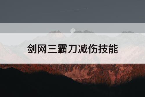 剑网三霸刀减伤技能