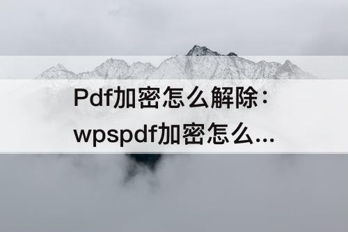 Pdf加密怎么解除：wpspdf加密怎么解除破解