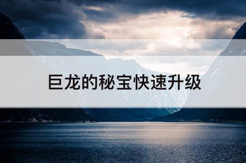 巨龙的秘宝快速升级