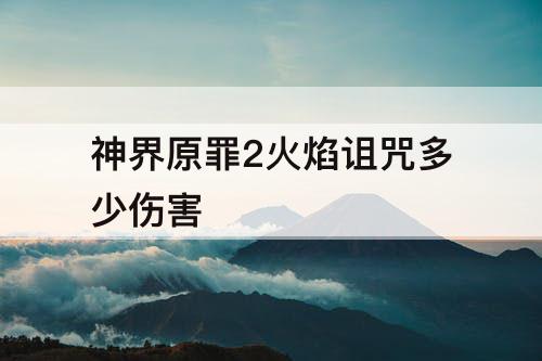神界原罪2火焰诅咒多少伤害