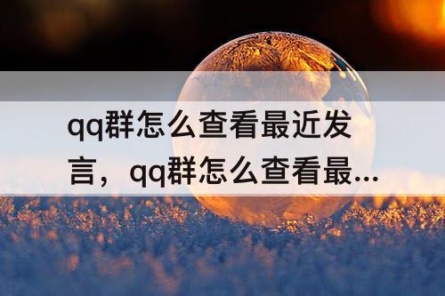 qq群怎么查看最近发言，qq群怎么查看最近发言的人