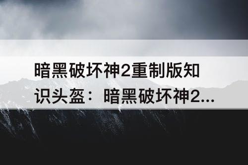 暗黑破坏神2重制版知识头盔：暗黑破坏神2重制版知识头盔底材
