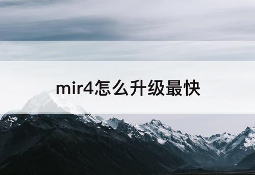 mir4怎么升级最快