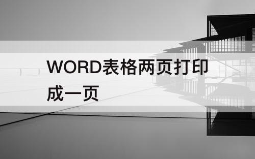 WORD表格两页打印成一页