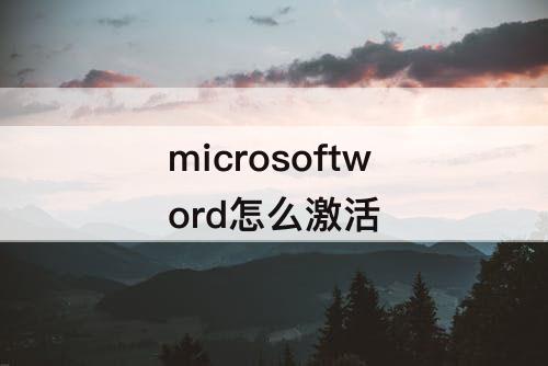 microsoftword怎么激活