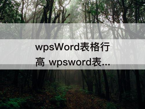 wpsWord表格行高 wpsword表格行高调整不了