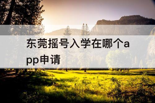 东莞摇号入学在哪个app申请