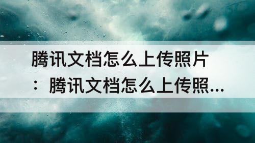 腾讯文档怎么上传照片：腾讯文档怎么上传照片到表格