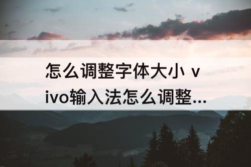 怎么调整字体大小 vivo输入法怎么调整字体大小