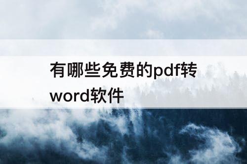 有哪些免费的pdf转word软件