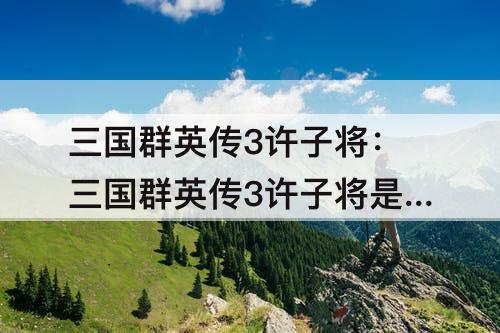 三国群英传3许子将：三国群英传3许子将是谁