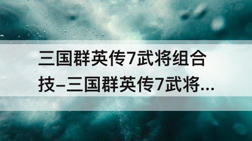 三国群英传7武将组合技-三国群英传7武将组合技有哪些