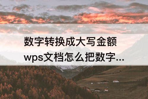 数字转换成大写金额 wps文档怎么把数字转换成大写金额的